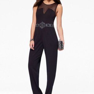 Cache Jumpsuit Black Rhinestone Waistband